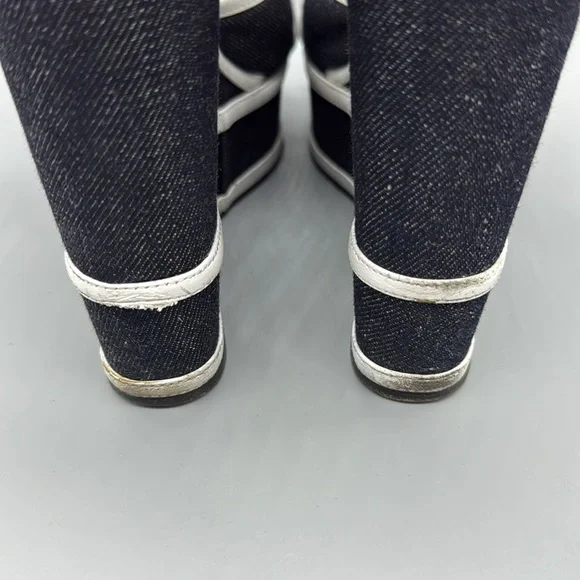 PIERRE HARDY Leather-trimmed Denim Wedge Sandals - Picture 10 of 14